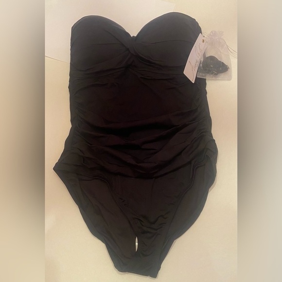 NWT Anne Cole Woman’s Live in Color Twist Front One Piece Swimsuit Black Size 8 - Picture 7 of 16